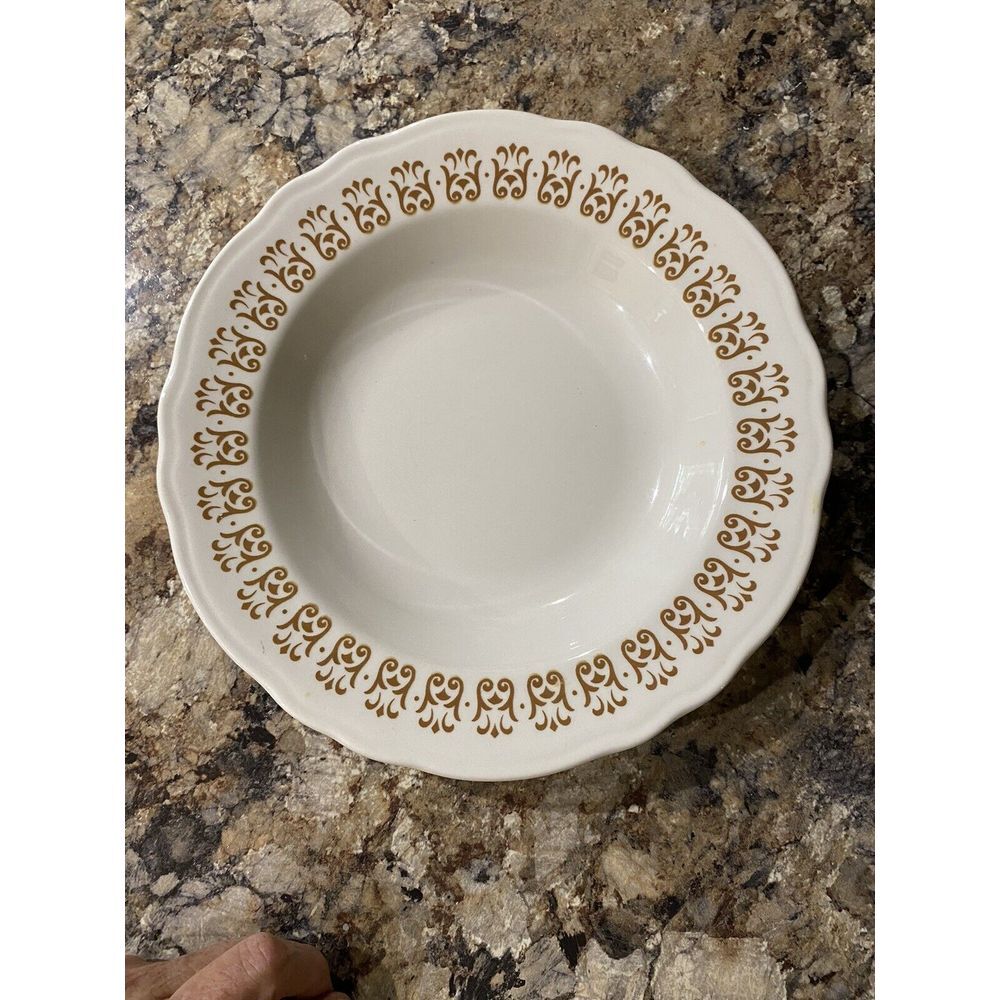 Homer Laughlin Bowl 9" Salad Bowl Brown & White (1)‎